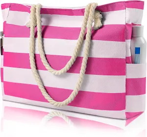 Beach Bags For Women - Large Beach Bags with Zipper Waterproof Sandproof Swim Pool Beach Bag
