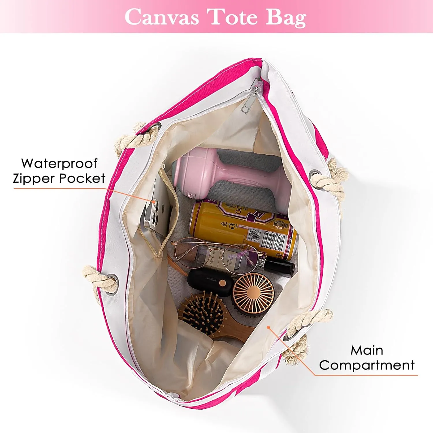 Beach Bags For Women - Large Beach Bags with Zipper Waterproof Sandproof Swim Pool Beach Bag