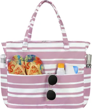 Beach Bags for Women Waterproof Sandproof Women Tote Bag, Large Beach Bag with Zipper for Gym Travel Vocation