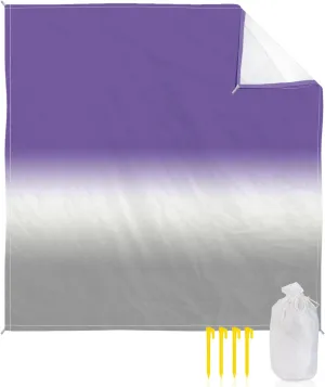 Beach Blanket Sandproof, Gradient Purple and White Grayish Waterproof Beach Mat Lightweight Quick Drying Picnic Blanket Beach Essentials for Travel Camping Hiking 95x80in