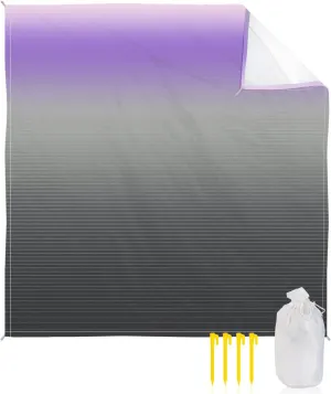 Beach Blanket Sandproof, Grey Purple Gradient Stripes Texture Waterproof Beach Mat Lightweight Quick Drying Picnic Blanket Beach Essentials for Travel Camping Hiking 108x84in