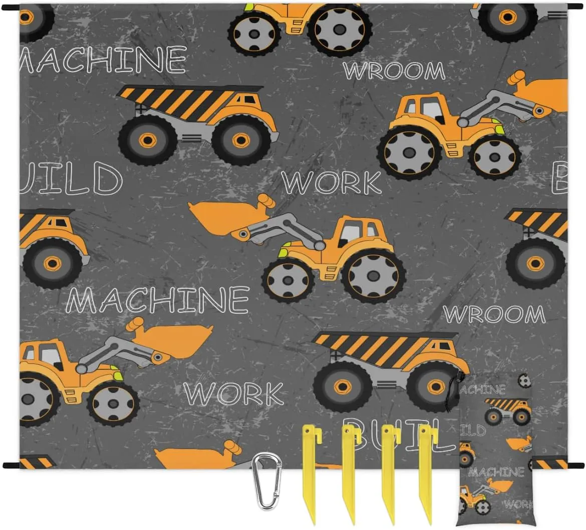 Beach Blanket, Seamless Pattern Sandproof Beach Mat, Waterproof Quick Drying Sand Free Mat with 4 x Ground Spikes for Outdoor Travel Camping Hiking, Cars 68 x 59 in
