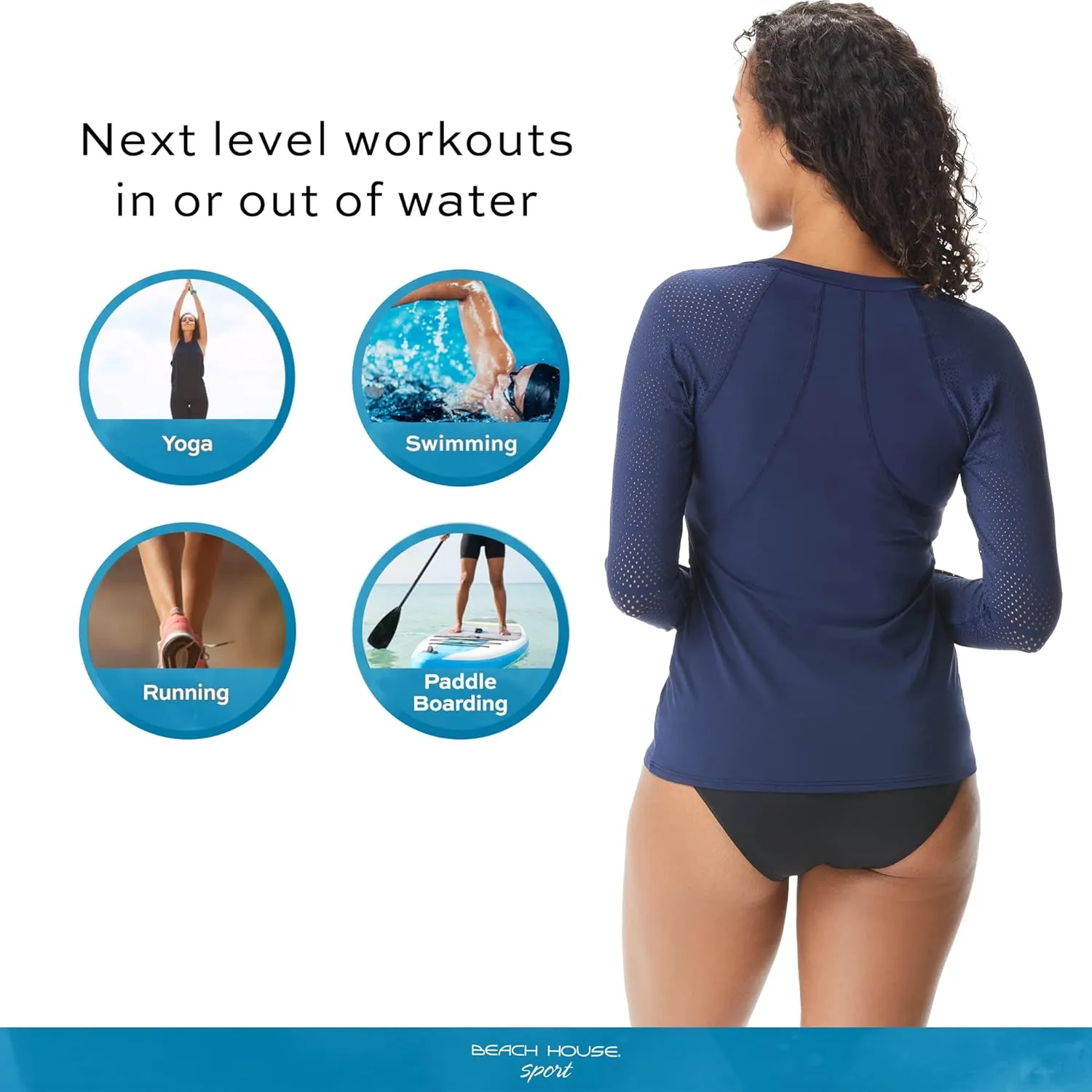 BEACH HOUSE Sport Ava Long Sleeve Rash Guard for Women - Swimsuit Top Cover Up with UPF 50 Plus Protection