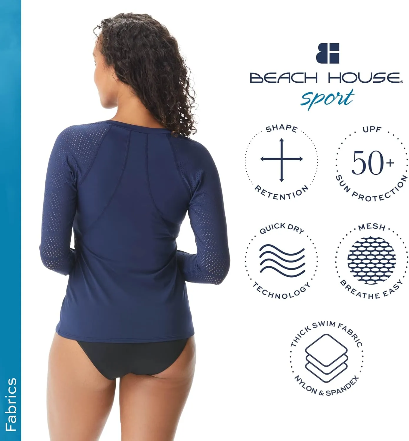 BEACH HOUSE Sport Ava Long Sleeve Rash Guard for Women - Swimsuit Top Cover Up with UPF 50 Plus Protection