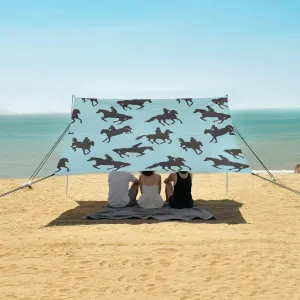 Beach Shade Tent with UPF50  UV Protection,Black Silhouettes of Equestrian Lightweight Camping Sun Shelter for Outdoor,Camping Trips, Fishing, Backyard,Picnics,Easy Set Up and Carry 9x10.5 FT