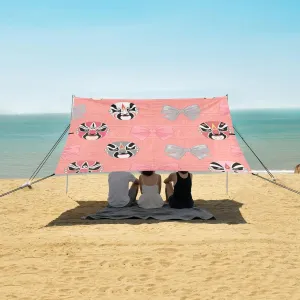 Beach Shade Tent with UPF50  UV Protection,Bows and Chinese Opera Mask Lightweight Camping Sun Shelter for Outdoor,Camping Trips, Fishing, Backyard,Picnics,Easy Set Up and Carry 9x10.5 FT