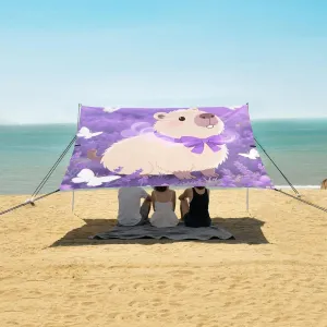 Beach Shade Tent with UPF50  UV Protection,Capybara Lavender Field Lightweight Camping Sun Shelter for Outdoor,Camping Trips, Fishing, Backyard,Picnics,Easy Set Up and Carry 9x10.5 FT