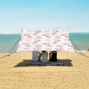 Beach Shade Tent with UPF50  UV Protection,Glass with Bow and Disco Ball Lightweight Camping Sun Shelter for Outdoor,Camping Trips, Fishing, Backyard,Picnics,Easy Set Up and Carry 9x10.5 FT