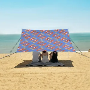 Beach Shade Tent with UPF50  UV Protection,Pink Bows with Lobster Lightweight Camping Sun Shelter for Outdoor,Camping Trips, Fishing, Backyard,Picnics,Easy Set Up and Carry 9x10.5 FT