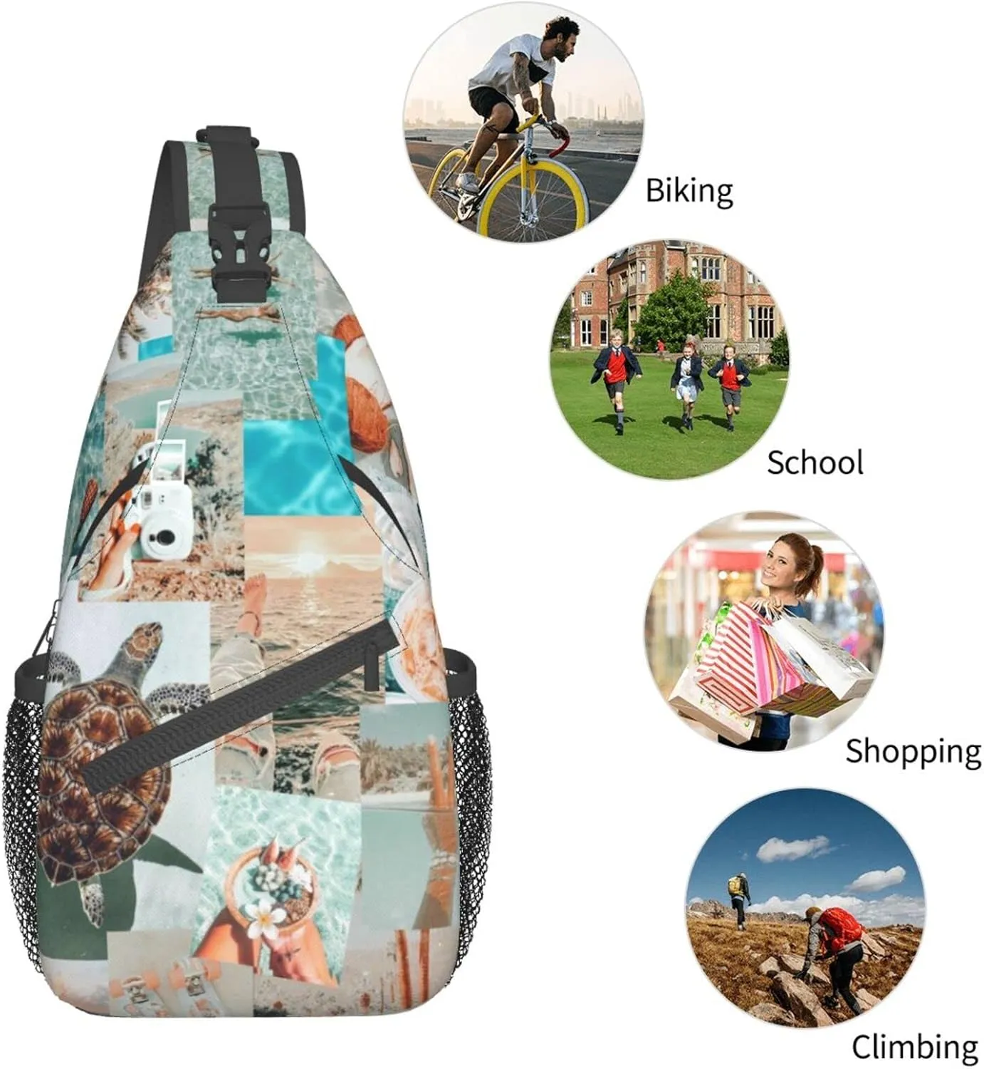 Beach Sling Bag Palm Crossbody Chest Daypack Casual Backpack Beach Shoulder Bag