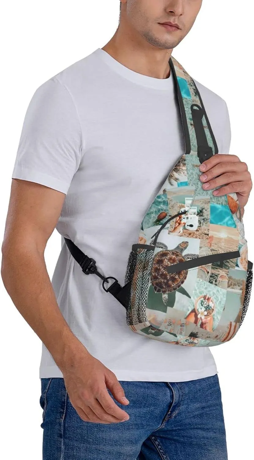 Beach Sling Bag Palm Crossbody Chest Daypack Casual Backpack Beach Shoulder Bag