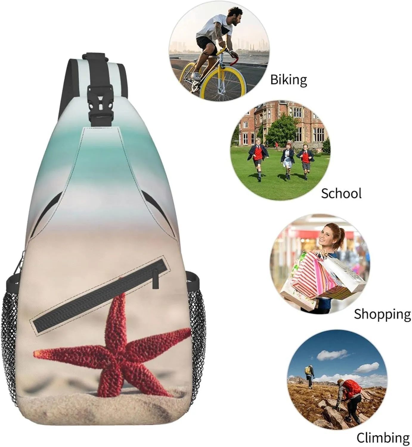 Beach Sling Bag Palm Crossbody Chest Daypack Casual Backpack Beach Shoulder Bag