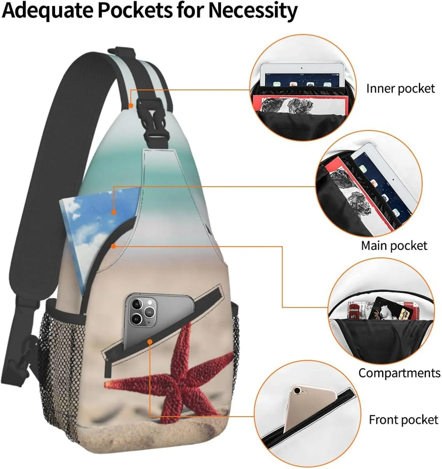 Beach Sling Bag Palm Crossbody Chest Daypack Casual Backpack Beach Shoulder Bag