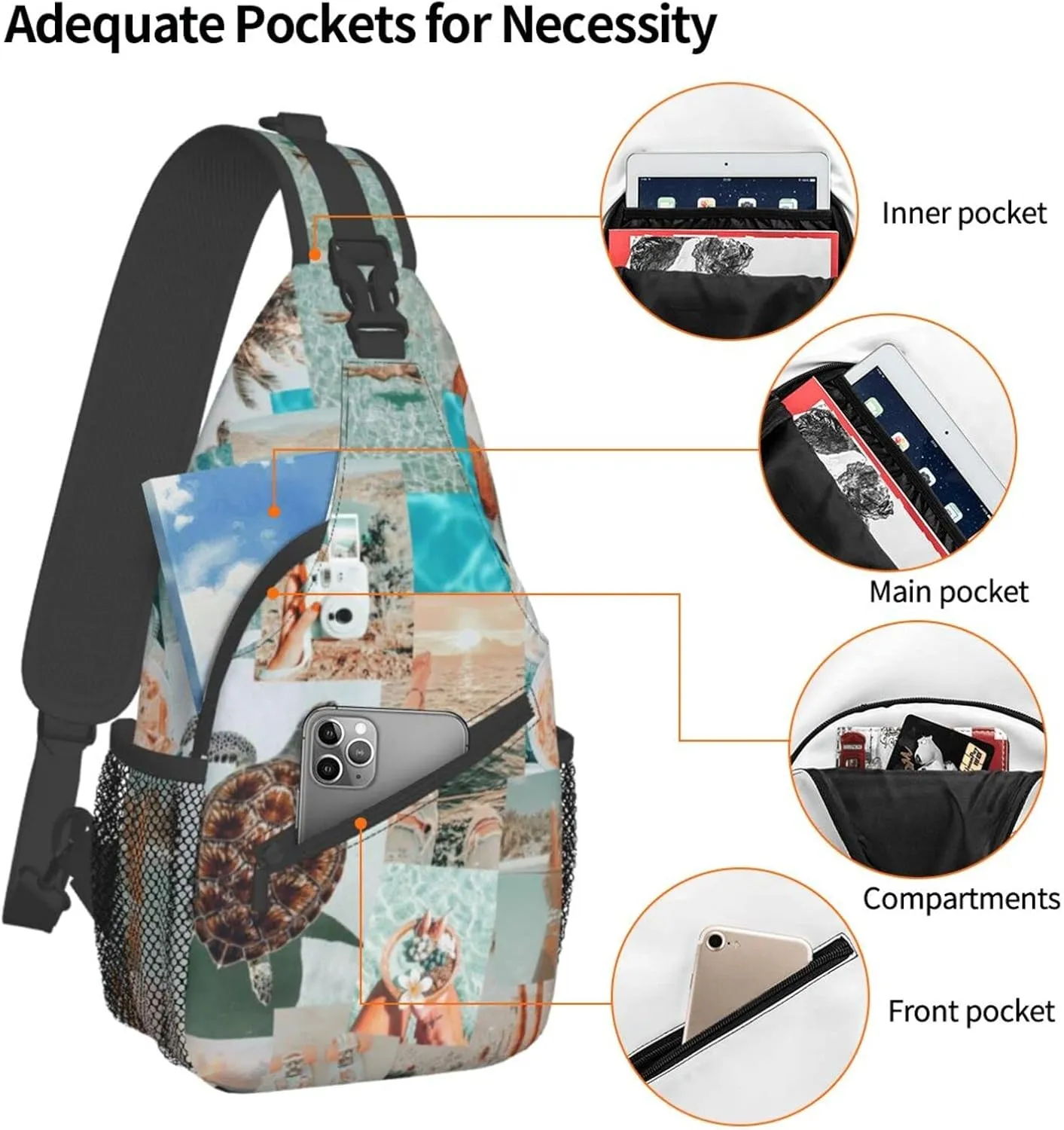 Beach Sling Bag Palm Crossbody Chest Daypack Casual Backpack Beach Shoulder Bag