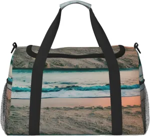 Beach Sunset Theme Print Travel Hand Travel Bag Weekender Overnight Carry On Tote Foldable Crossbody Bag