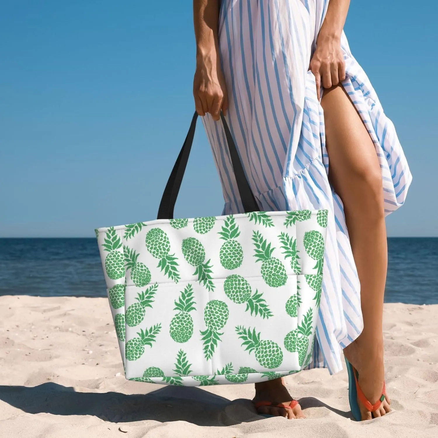 Beach Tote Bag for Women Beach Bag Waterproof and Sandproof Tote Bag with Wet Bag Large Travel Bag for Weekend Travel