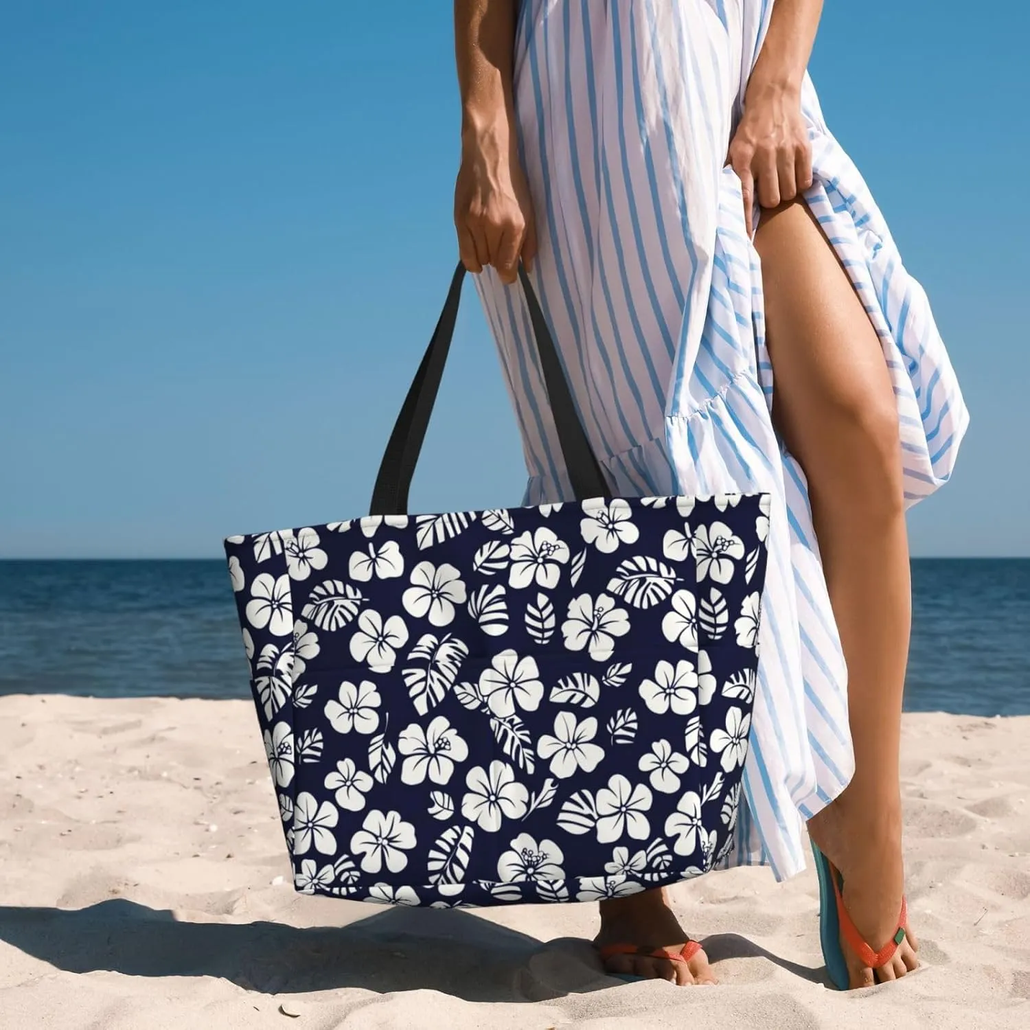 Beach Tote Bag for Women Beach Bag Waterproof and Sandproof Tote Bag with Wet Bag Large Travel Bag for Weekend Travel