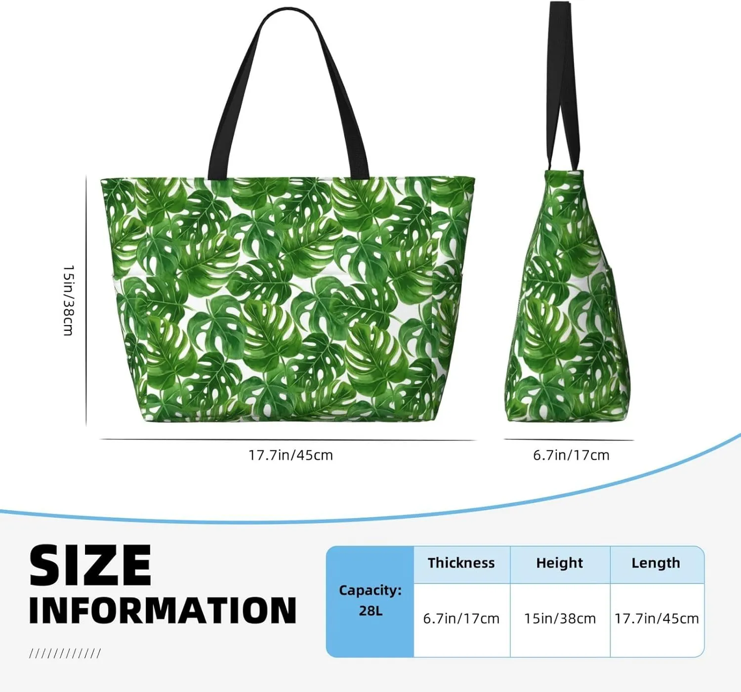 Beach Tote Bag for Women Foldable Waterproof and Sandproof Tote Bag with Zipper Print Beach Bag Large Travel Bag
