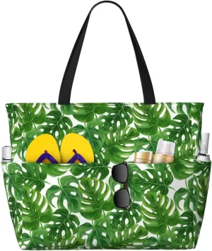 Beach Tote Bag for Women Foldable Waterproof and Sandproof Tote Bag with Zipper Print Beach Bag Large Travel Bag