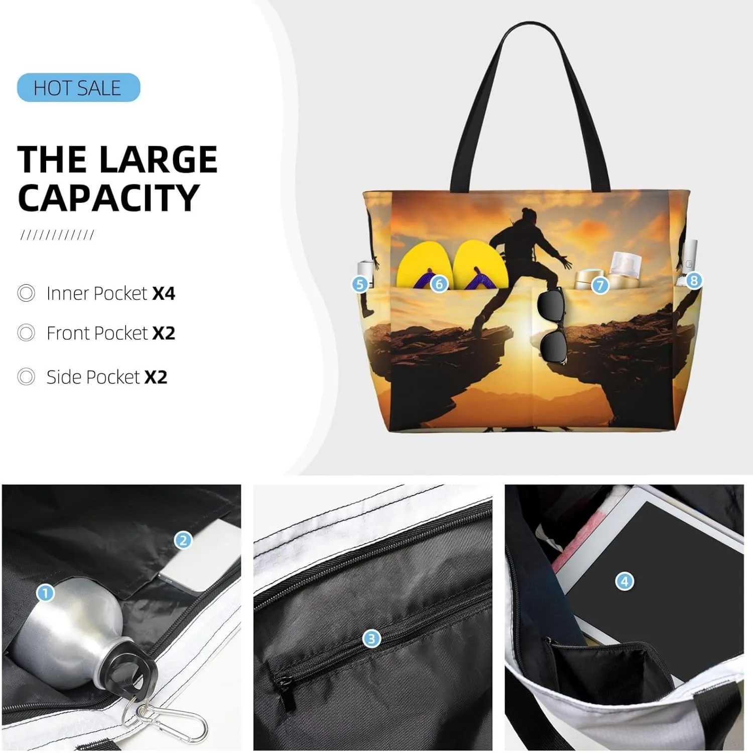 Beach Tote Bag for Women Oversized Travel Weekender Bags Rock jump Waterproof Pool Bag Beach Accessories