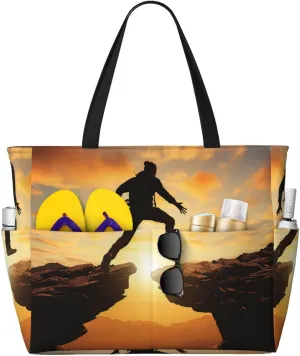 Beach Tote Bag for Women Oversized Travel Weekender Bags Rock jump Waterproof Pool Bag Beach Accessories