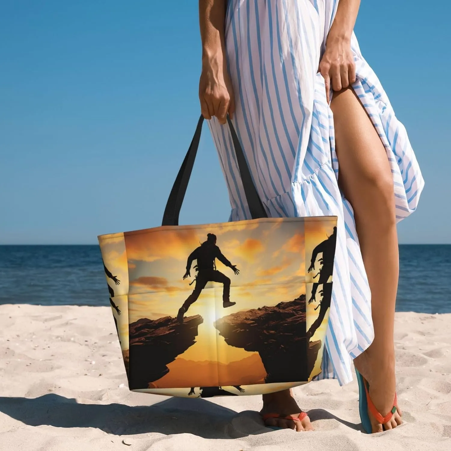 Beach Tote Bag for Women Oversized Travel Weekender Bags Rock jump Waterproof Pool Bag Beach Accessories