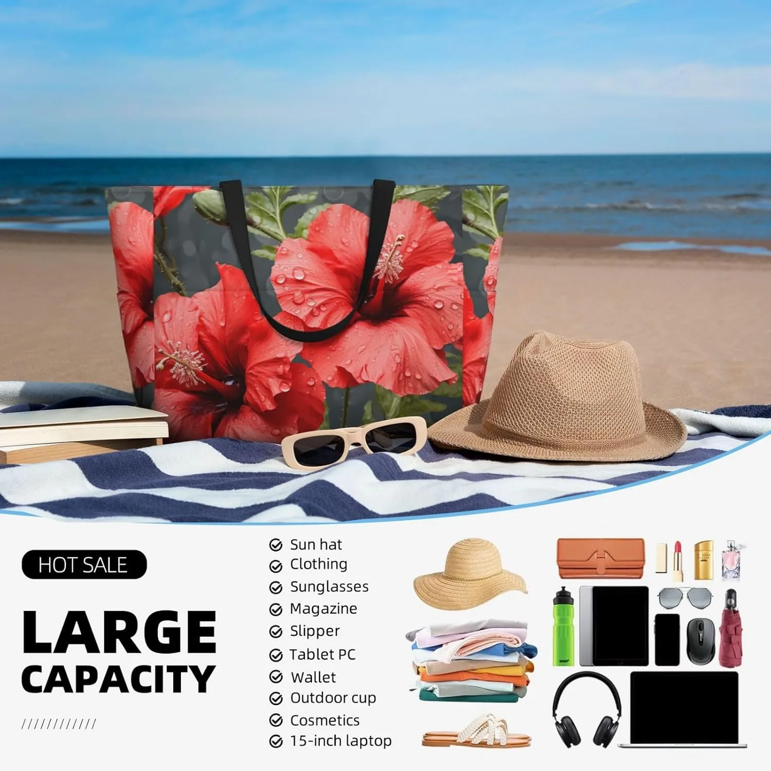 Beach Tote Bag for Women Oversized Travel Weekender Bags Skate boards Waterproof Pool Bag Beach Accessories