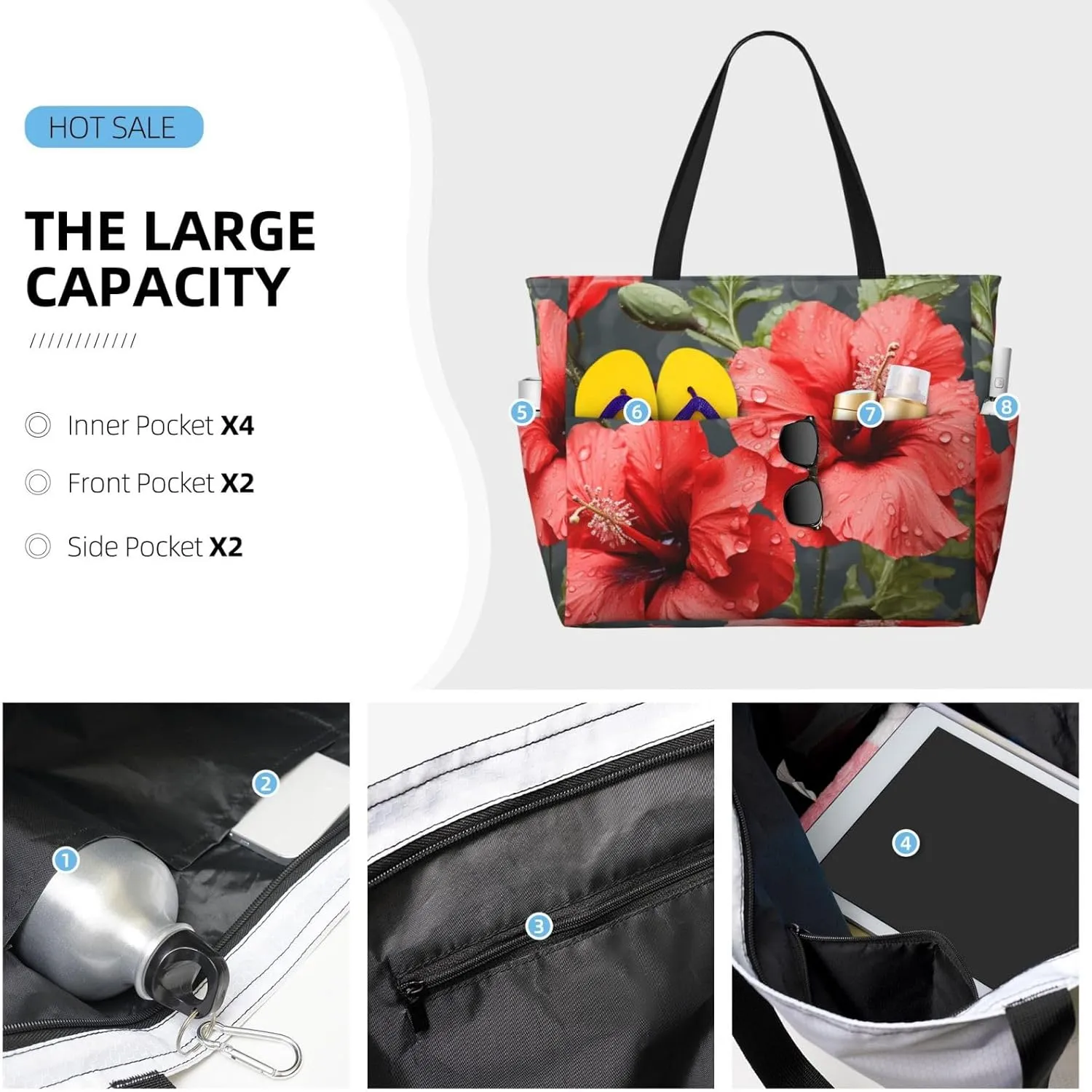 Beach Tote Bag for Women Oversized Travel Weekender Bags Skate boards Waterproof Pool Bag Beach Accessories