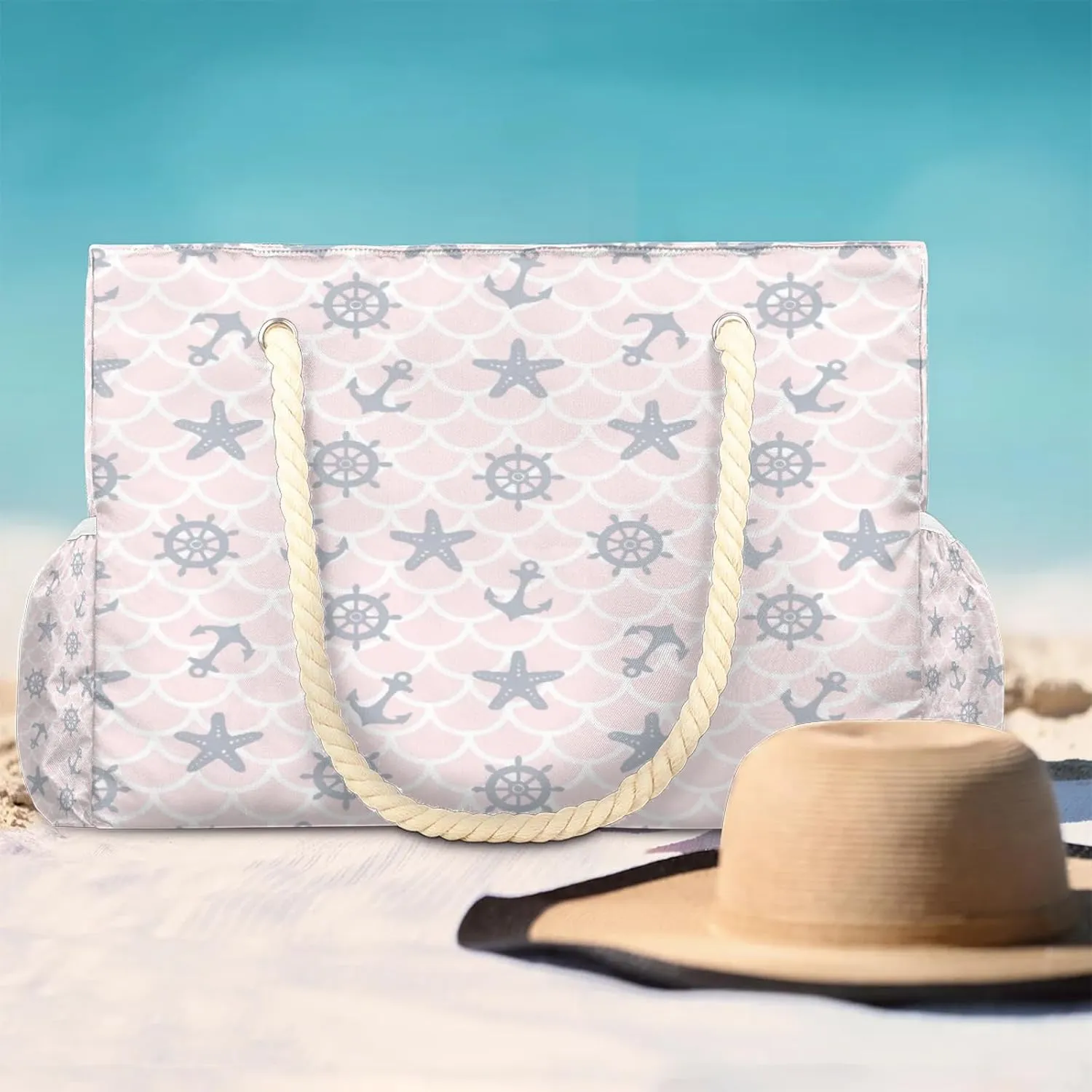 Beach Tote Bags for Women with Zipper Large Pool Bags for Swimming Travel Gym