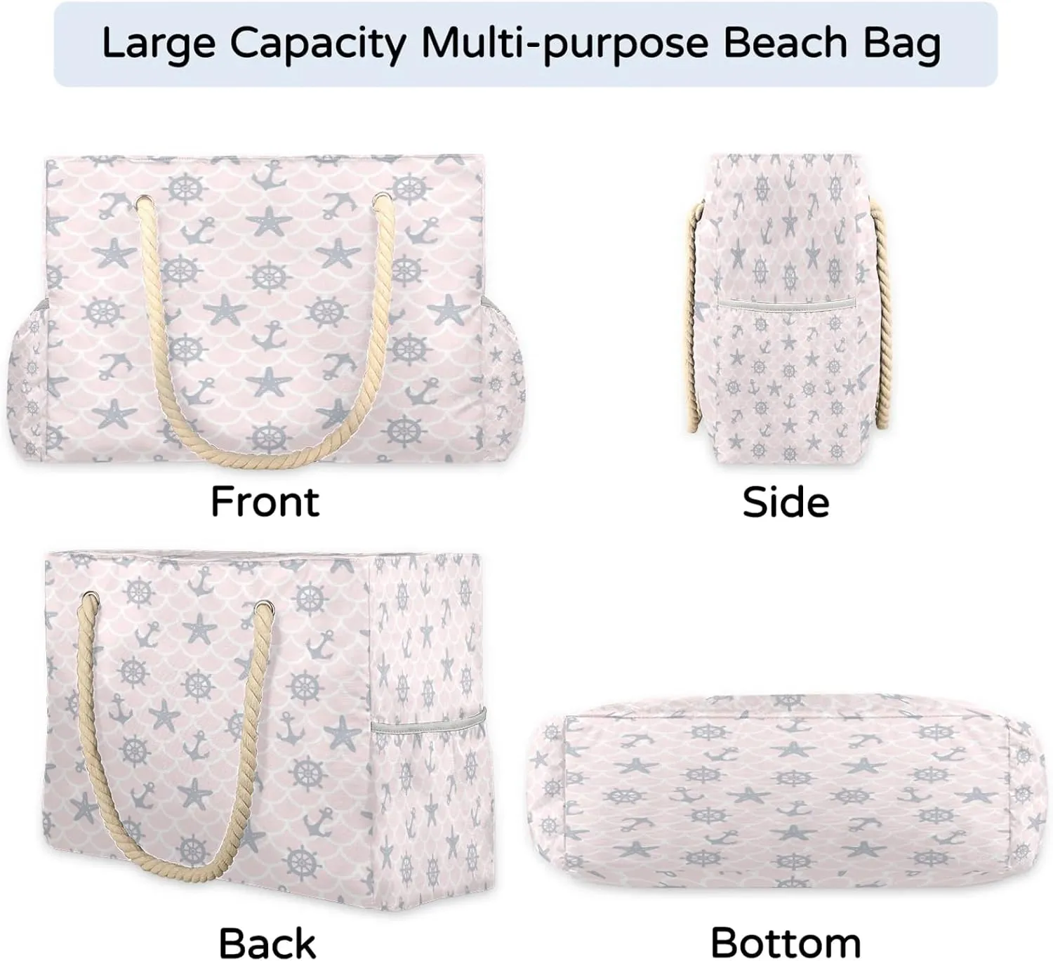 Beach Tote Bags for Women with Zipper Large Pool Bags for Swimming Travel Gym