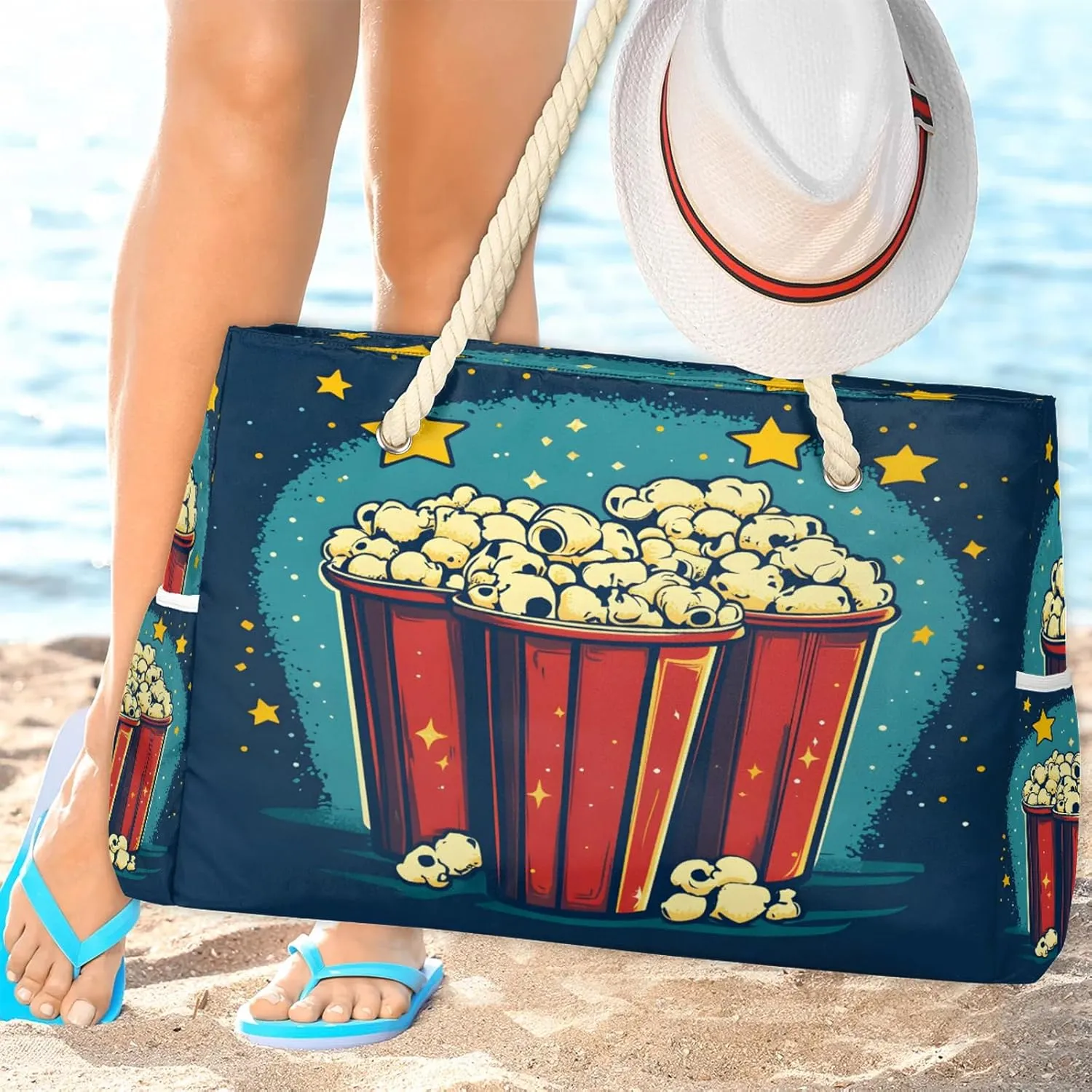 Beach Tote Bags for Women with Zipper Large Pool Bags for Swimming Travel Gym
