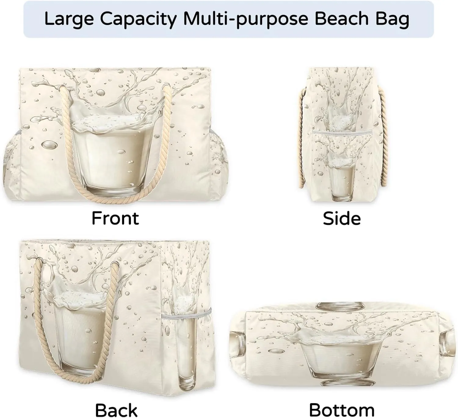 Beach Tote Bags for Women with Zipper Large Pool Bags for Swimming Travel Gym