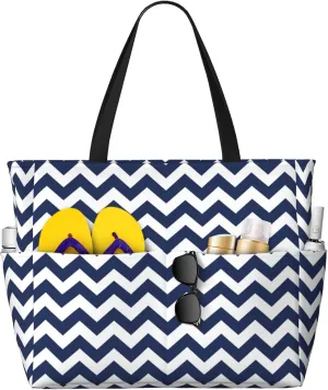 Beach Travel Bag Large Capacity Women Tote Bag Waterproof Zipper Handbags with Multiple Pockets for Pool Vacation