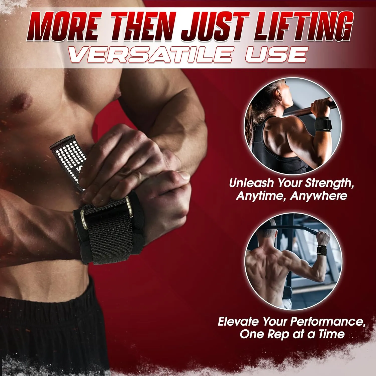 Bear Grips Lifting Straps - Gym & Weightlifting Straps for Men & Women, Deadlift Support, 2 Pairs