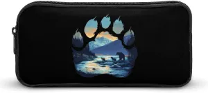 Bear Paw Silhouette Pencil Case Cute Pen Pouch Cosmetic Bag Pecil Box Organizer for Travel Office