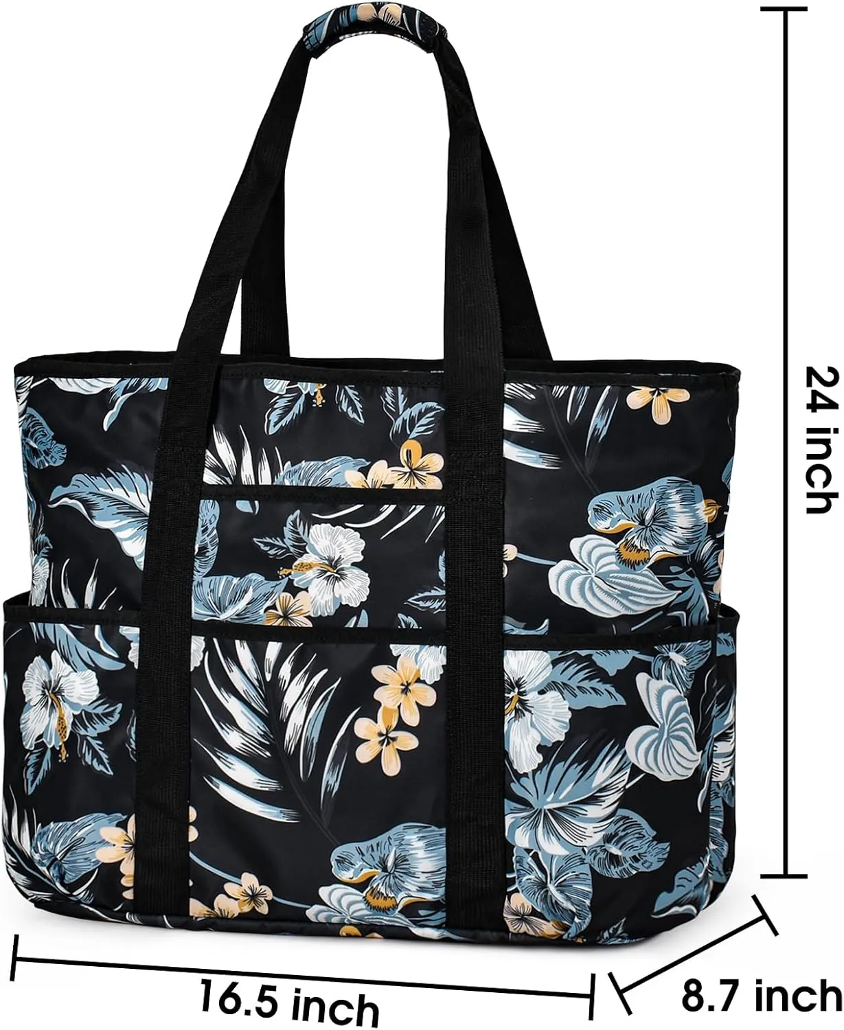Becokan Beach Bags for Women Large Beach Tote Bag with Zipper Pockets Beach Bag Waterproof Sandproof Travel Nurse Tote Bag