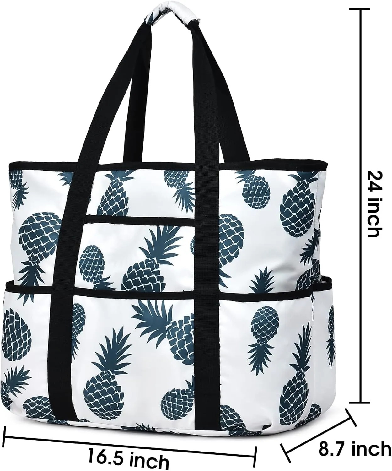Becokan Beach Bags for Women Large Beach Tote Bag with Zipper Pockets Beach Bag Waterproof Sandproof Travel Nurse Tote Bag