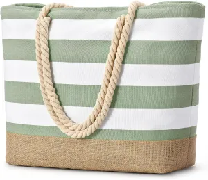 Becokan Beach Bags for Women Large Canvas Beach Tote Bag Beach Bags Waterproof Sandproof Swim Pool Bag Travel Essentials