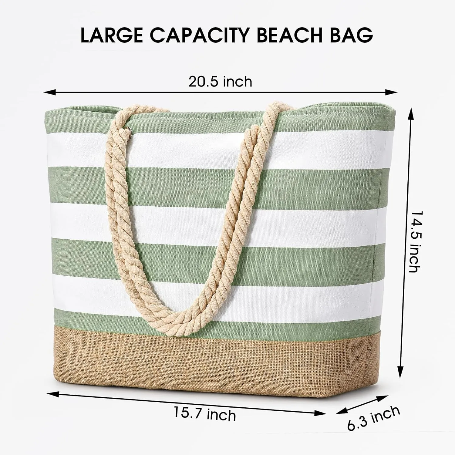 Becokan Beach Bags for Women Large Canvas Beach Tote Bag Beach Bags Waterproof Sandproof Swim Pool Bag Travel Essentials