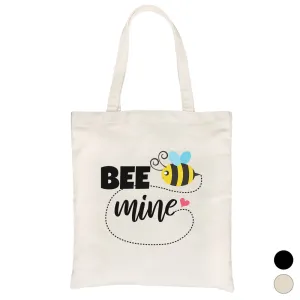 Bee Mine Canvas Shoulder Bag Cute Graphic Tote Bag Gift For Her