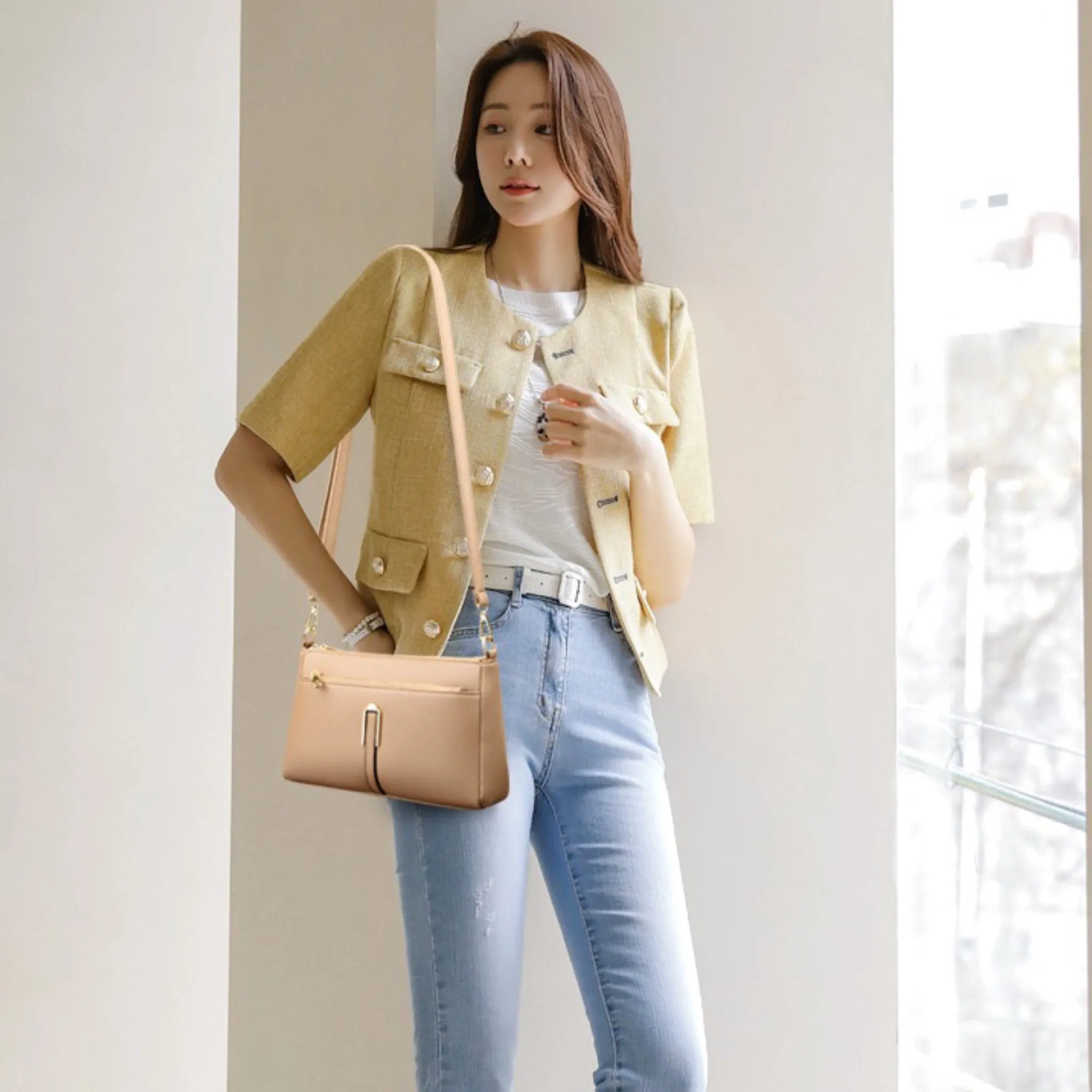 Beige Vena Sling Bag