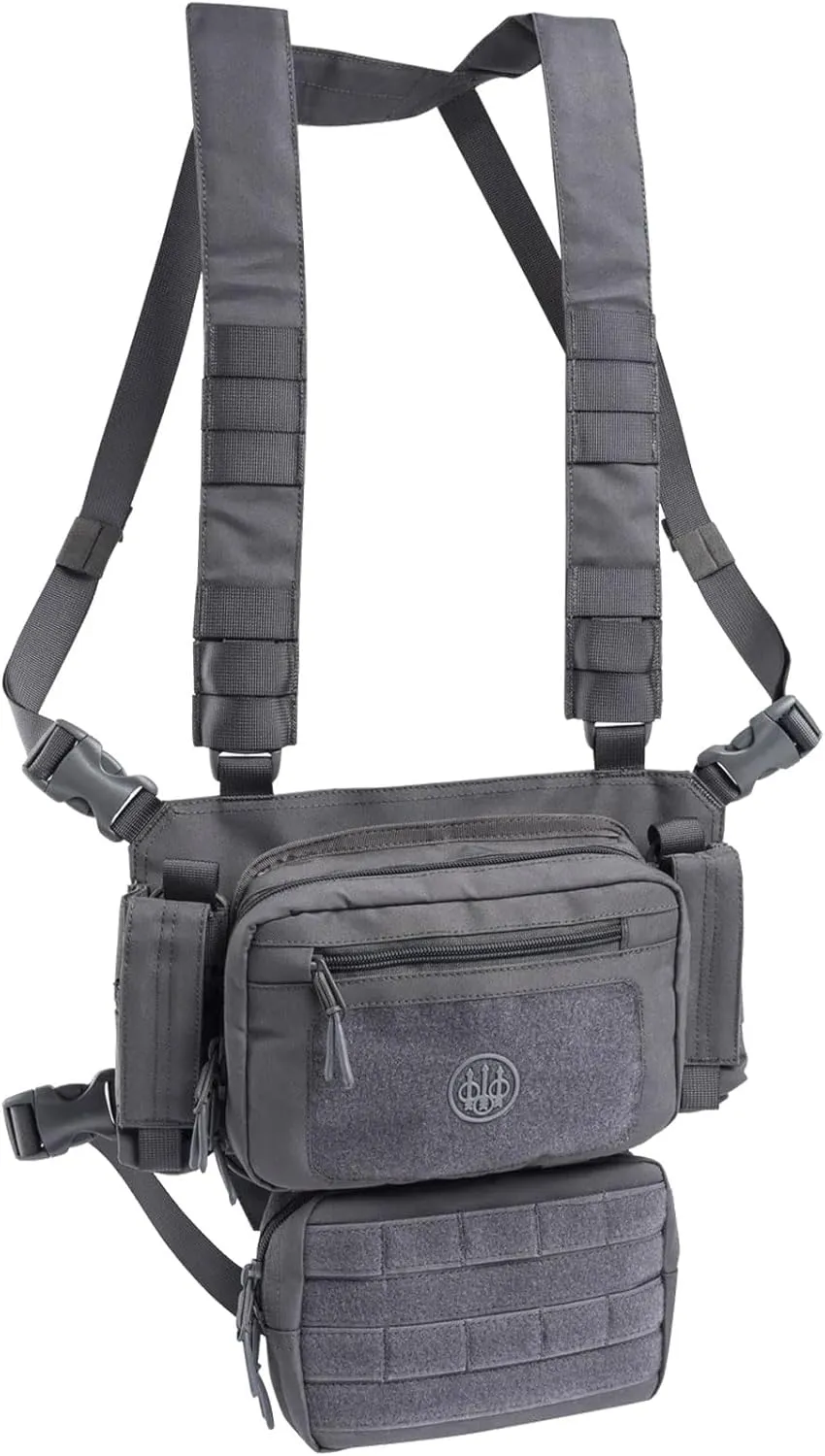 Beretta Tactical Chest Rig - Durable Outdoor Hunting Shooting MOLLE Chest Pack Bag w/Front Pocket & Removable Bottom Pouch