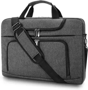 BERTASCHE Laptop Bag 15.6 inch for Men, Laptop Case Computer Bag for Work Business Trip Laptop Carrying Case w/Shoulder Strap Grey