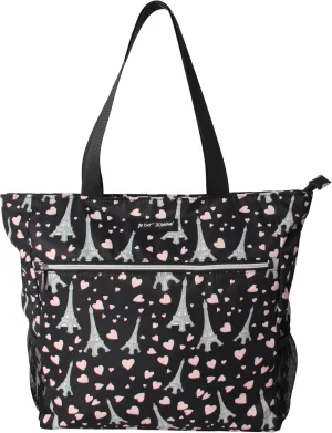 Betsey Johnson 15.6 Inch Zipper Beach Tote Bag Lightweight Large Durable Polyester with Mesh Side Pockets for Gym Work