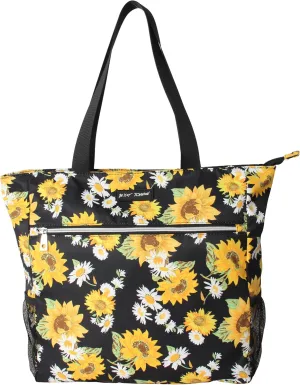 Betsey Johnson 15.6 Inch Zipper Beach Tote Bag Lightweight Large Durable Polyester with Mesh Side Pockets for Gym Work
