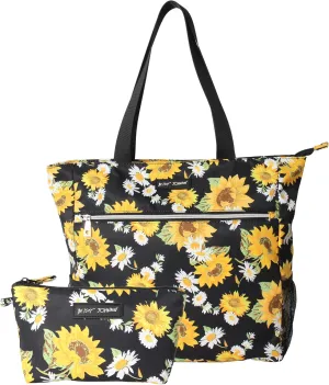 Betsey Johnson 15.6 Inch Zipper Beach Tote Bag Lightweight Large Durable Polyester with Mesh Side Pockets for Gym Work