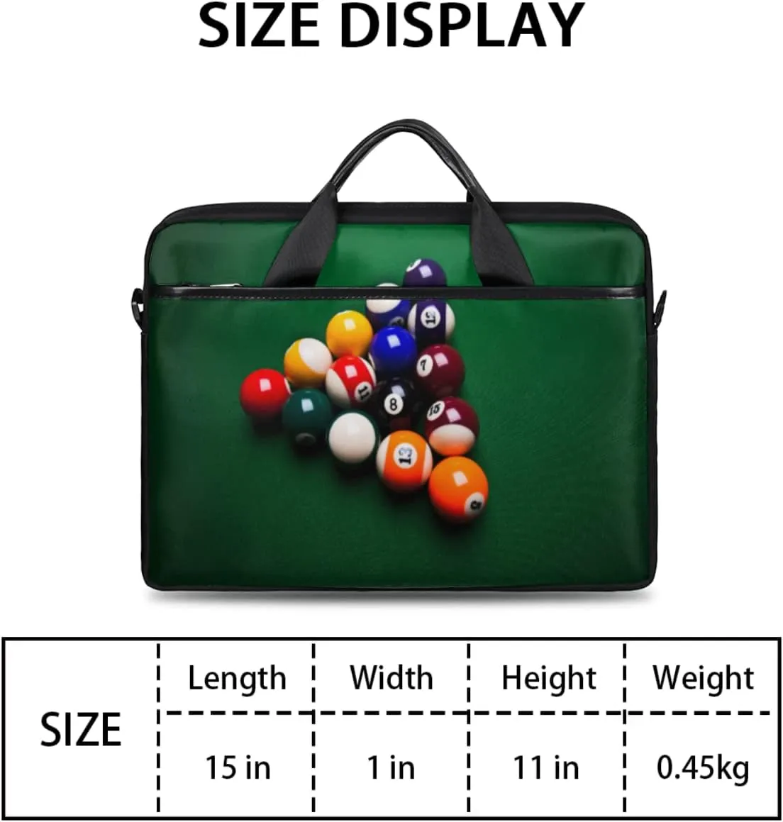 Billiards Sport Laptop Shoulder Messenger Bag Waterproof Laptop Briefcase with Handle and Padded Strap Case Sleeve