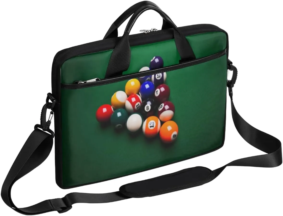Billiards Sport Laptop Shoulder Messenger Bag Waterproof Laptop Briefcase with Handle and Padded Strap Case Sleeve