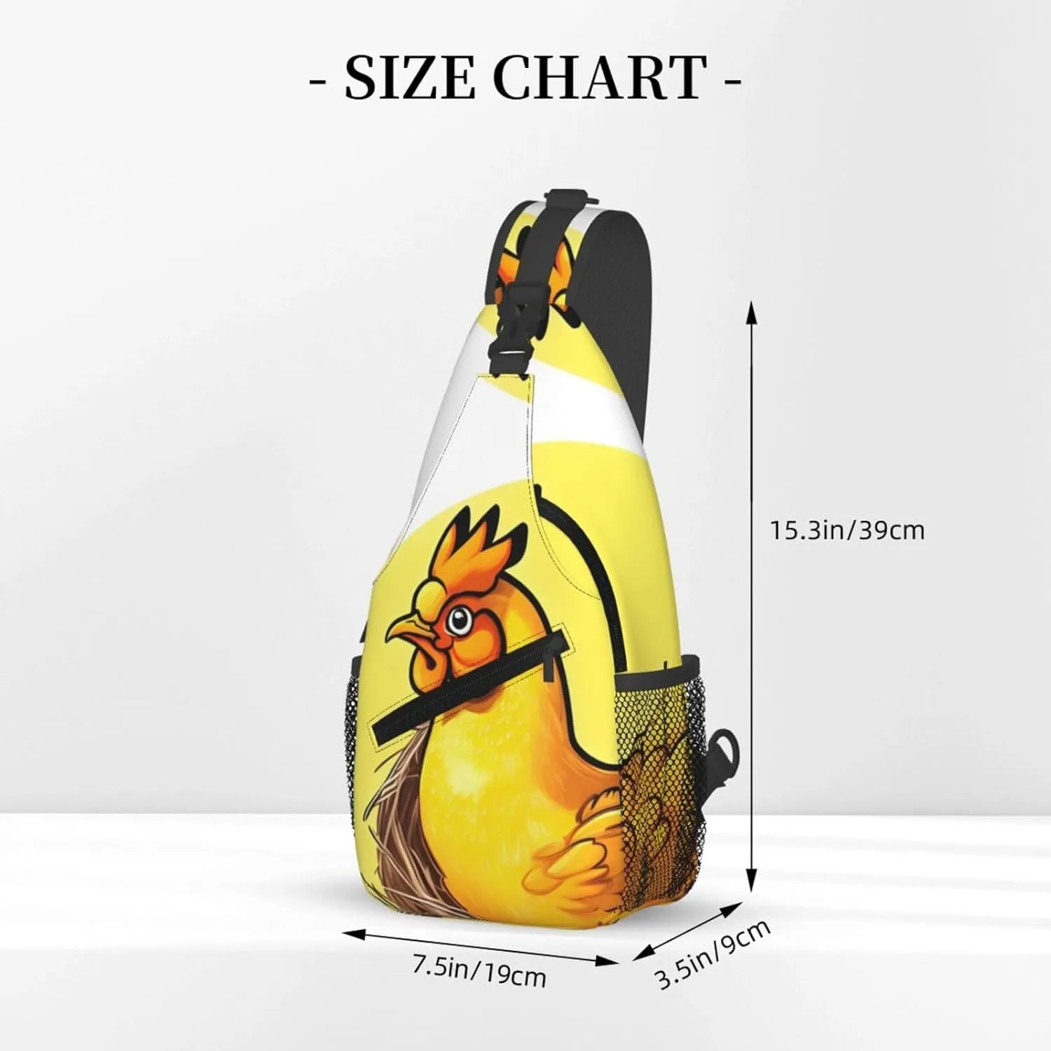 Bird's Nest Golden Chicken Print Men's Cross Chest Bag Diagonally, Cute Crossbody Shoulder Backpack, 7.5" L x 3.5" W x 15.3" H