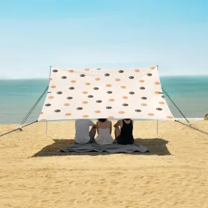 Black and Orange Pearl Beach Canopy Tent Anti-UV & Wind Resistant, Bubble Milk Tea Camping Sun Shelter Easy Setup Portable,Outdoor Shade Tents with Sandbags,Sand Shovels,Ground Pegs & Stability